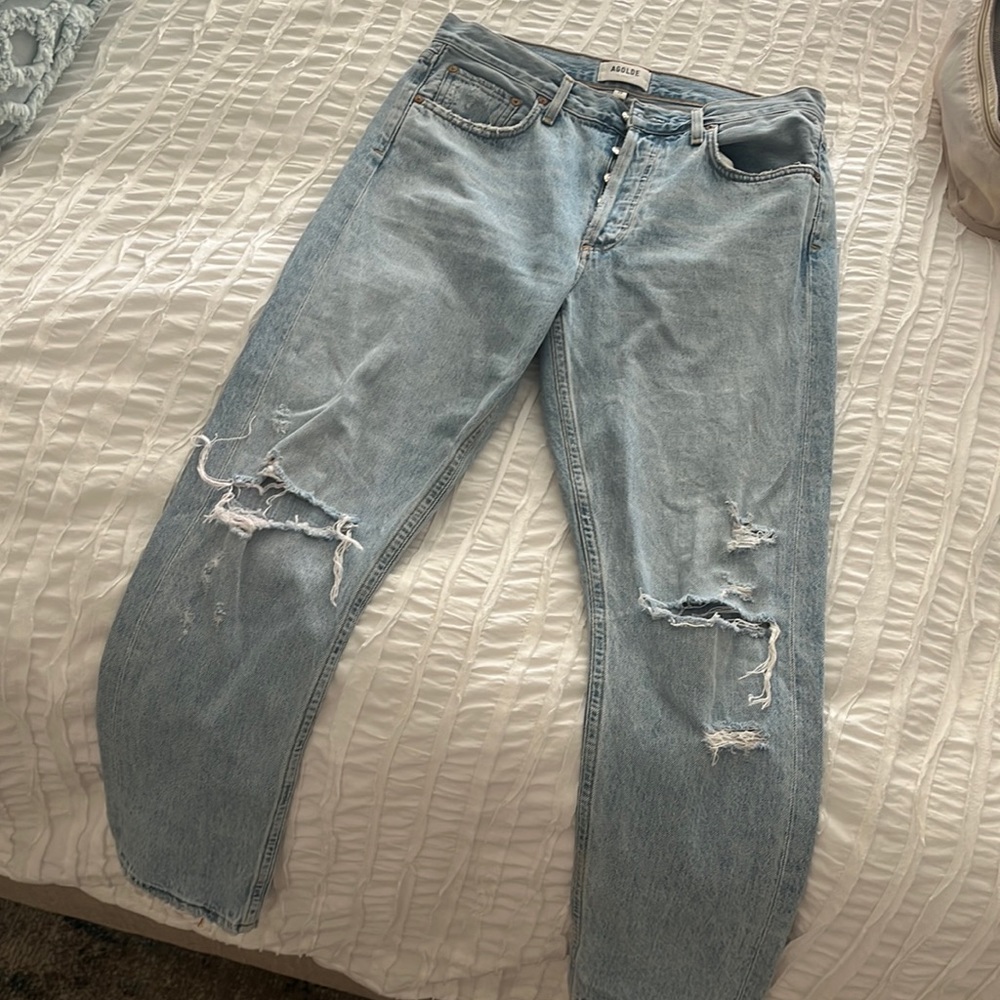 Agolde Light Wash Ripped Jeans